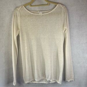 Club Monaco Women’s Top Long sleeve Shirt Linen White Sz S Coastal NWOT